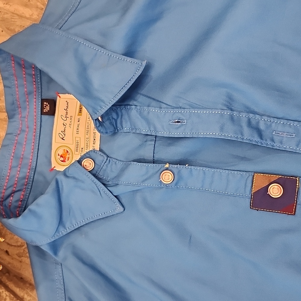 Robert Graham Vibrant Blue Casual Button Down Shirt XL - Picture 2 of 8